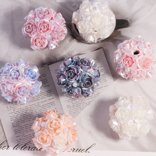 Soft Clay Gradient Color Rose Flower Straight Hole Loose Beads String Beads