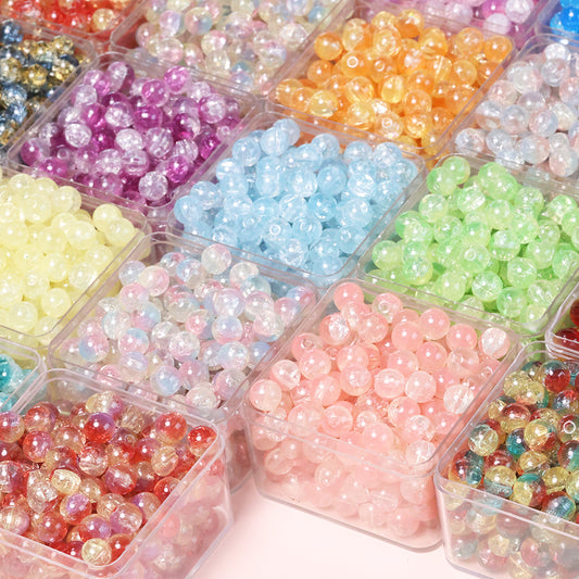 10mm Three-Color Ice Soul Crackle Beads Handmade Glass Beads Loose Beads