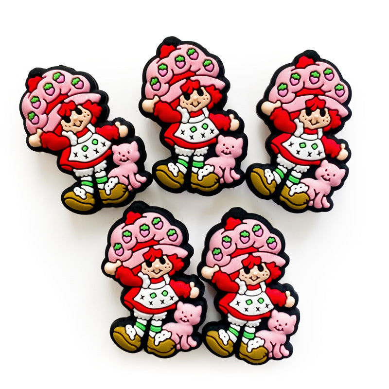 10 pcs Strawberry girl silicone focal beads