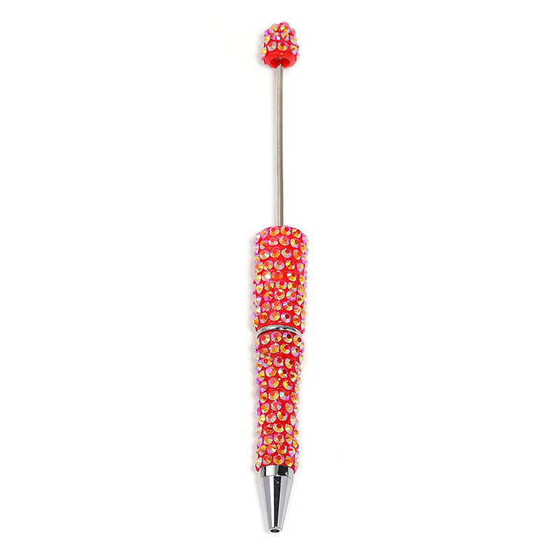 Full-diamond beadable plastic ballpoint pen