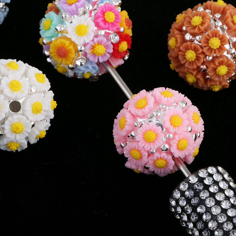 Sunflower Alloy Flower Cluster Ball Straight Hole Beads