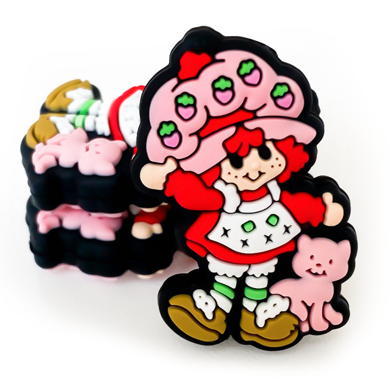 10 pcs Strawberry girl silicone focal beads
