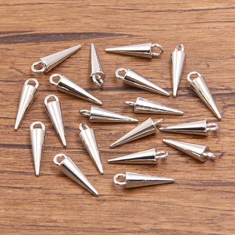 5 Colors 4*15mm DIY Zinc Alloy Accessories Smooth Cone Pendant Charm Keychain Bag Bracelet Accessories