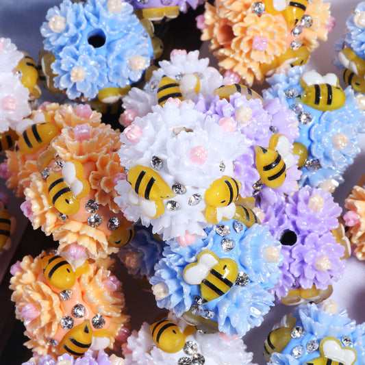 Little Bee Flower Round Beads
