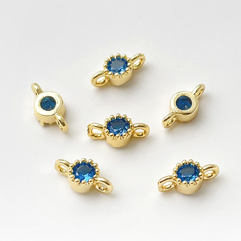 1 pc Gold Filled Color Retention Inlaid Colorful Zircon Pendant Double Round Zircon Stone Charm