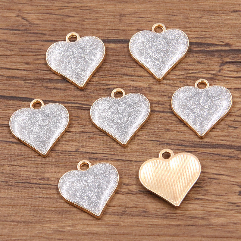 Golden Enamel Oil Drop Charm Heart Pentagram Moon Glitter Charms