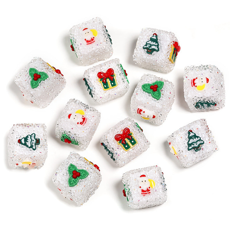 Christmas Rhinestone Sugar Square Beads
