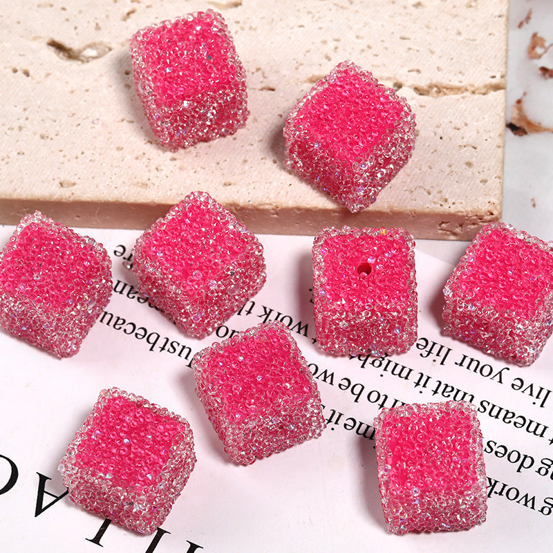 Candy Color Rhinestone Soft Sugar Square Beads
