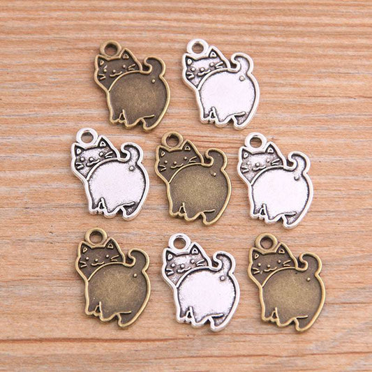 14*17mm 2 Colors DIY Zinc Alloy Jewelry Accessories Animal Charm Arrogant Kitten Pendant