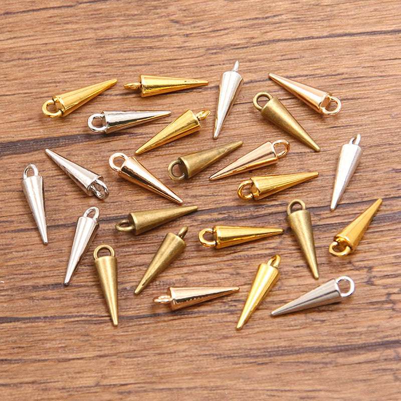5 Colors 4*15mm DIY Zinc Alloy Accessories Smooth Cone Pendant Charm Keychain Bag Bracelet Accessories