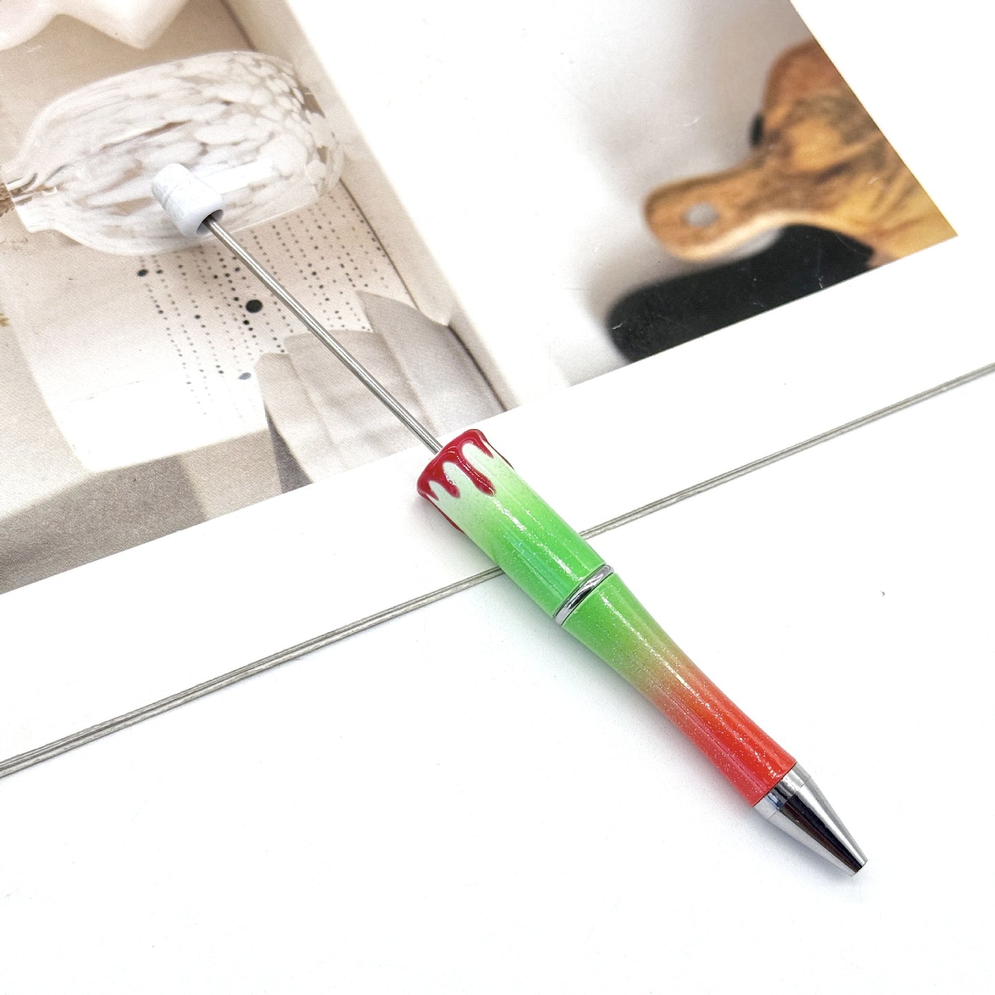 Blood Print Beaded Pen Fun Hand-painted Rotating Cute Pen