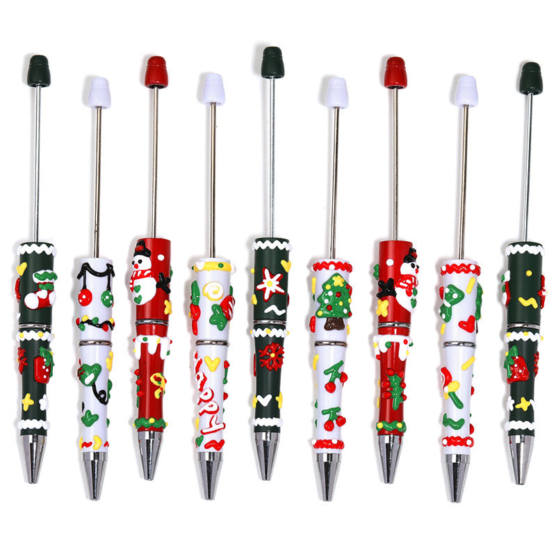 Christmas Hand Painted Beaded Pen