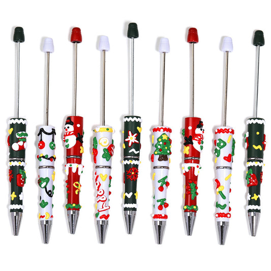 Christmas Hand Painted Beaded Pen