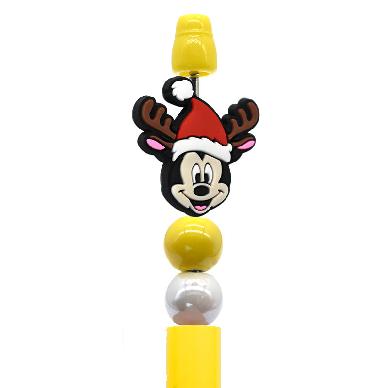 Student Stationery Colorful Beaded Pen Silicone Focal Beads