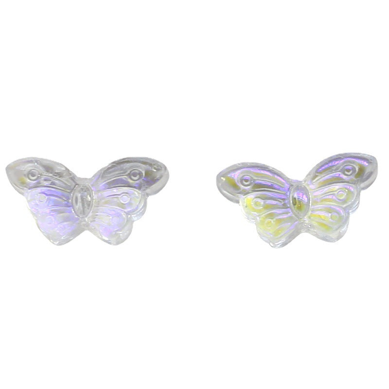 10 pcs Retro Butterfly Iridescent Glass Beads
