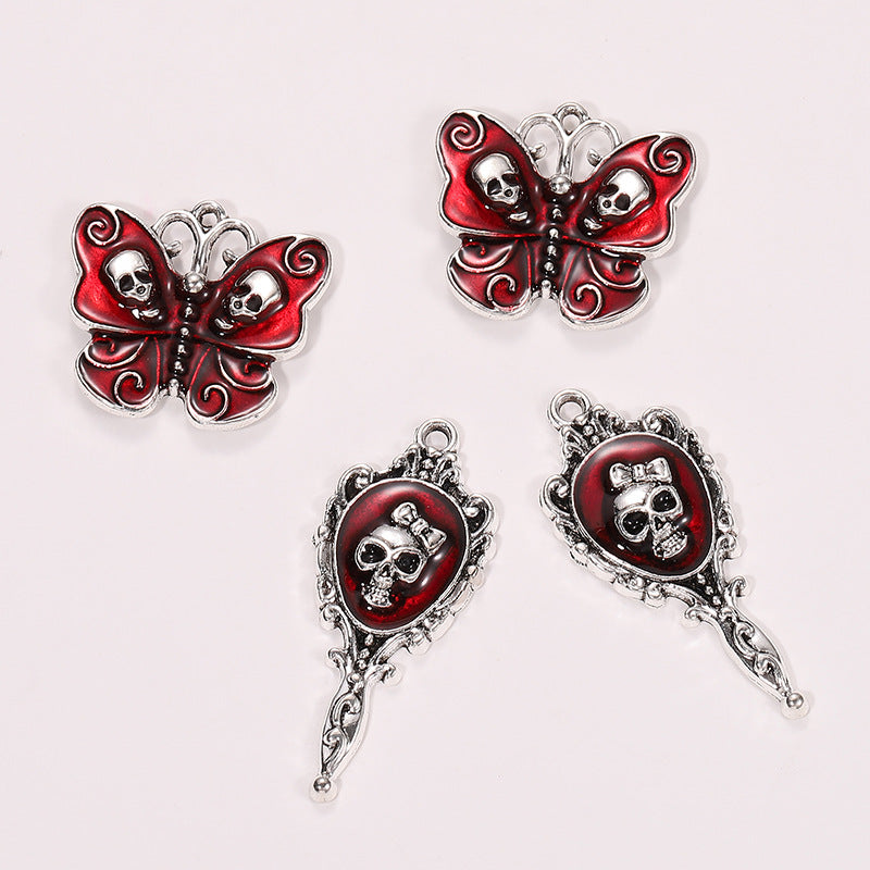 10 Pcs Zinc Alloy Dark Gothic Magic Mirror Skull Pendant
