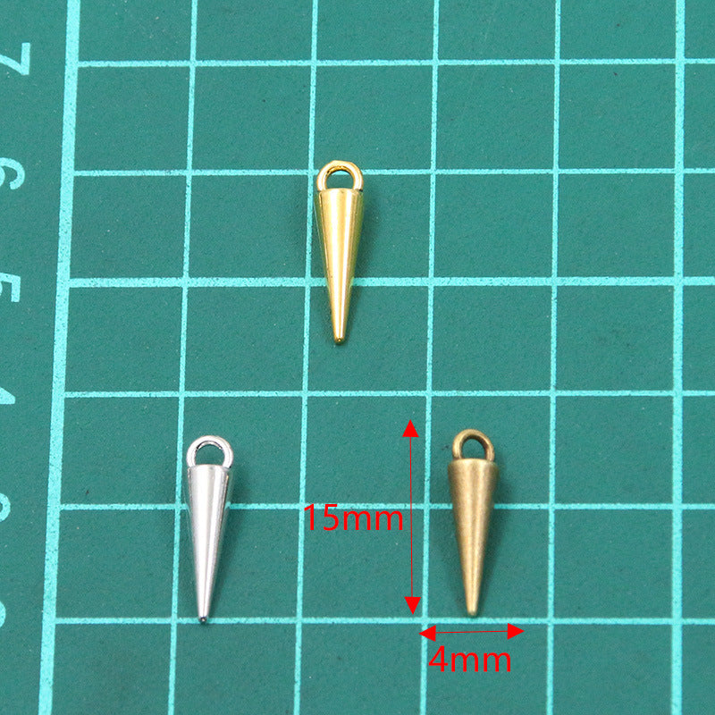 5 Colors 4*15mm DIY Zinc Alloy Accessories Smooth Cone Pendant Charm Keychain Bag Bracelet Accessories