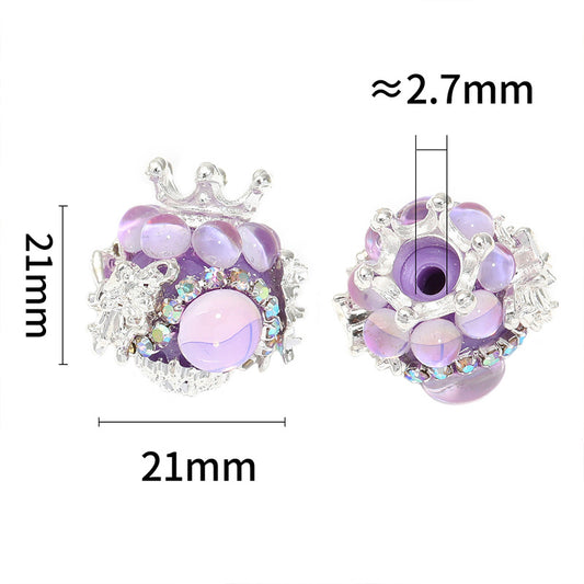 Crown Diamond Ball Beads Heavy Craft Fashion Straight Hole Beads