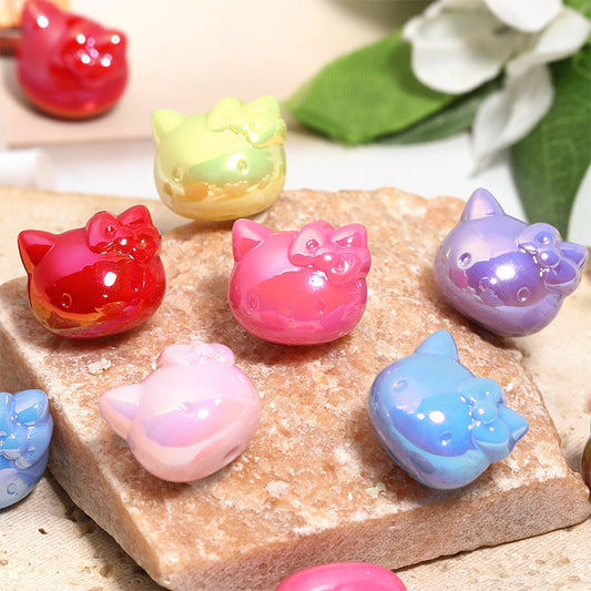 Cute Cartoon 3D KT Cat Through-Hole Highlight Beads