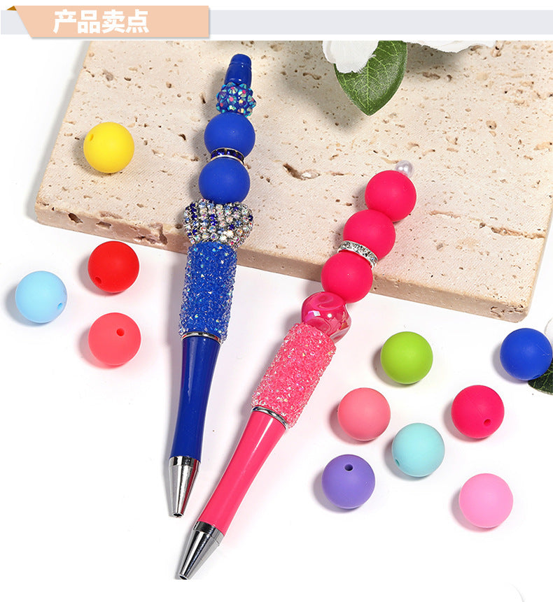 15mm environmentally friendly silicone round beads, multi-color straight hole beads