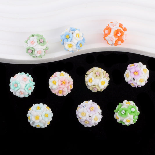 Flower Beads Luminous Simple Flower Rose Ball Clay Straight Hole Beads