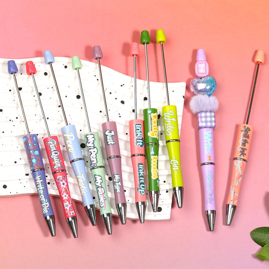 Beaded Pen Colorful English Letter Printing Ballpoint Pen