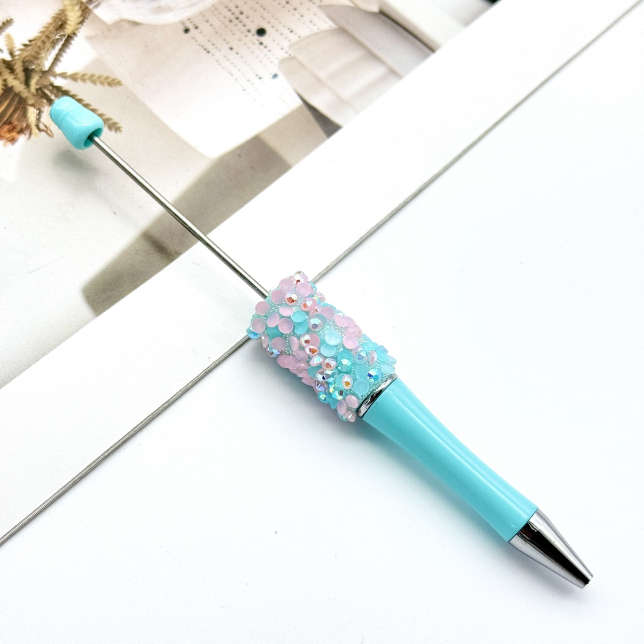 Sequin Beaded Pen Ins Colorful Resin Ballpoint Pen Student Gift Pen Beadable Rotating Cute Pen