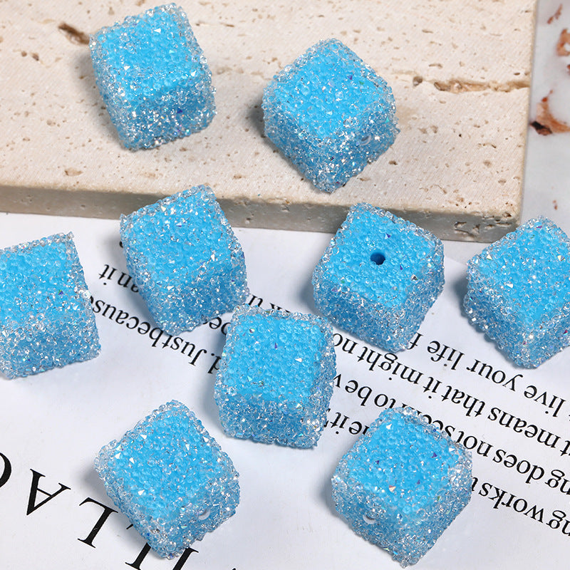 Candy Color Rhinestone Soft Sugar Square Beads