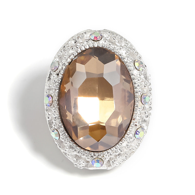 Colorful Oval Rhinestone Through-Hole Beads Heart-Shaped Beads