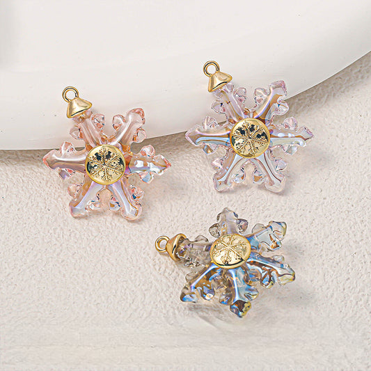 Mabe Transparent Snowflake Alloy Charm