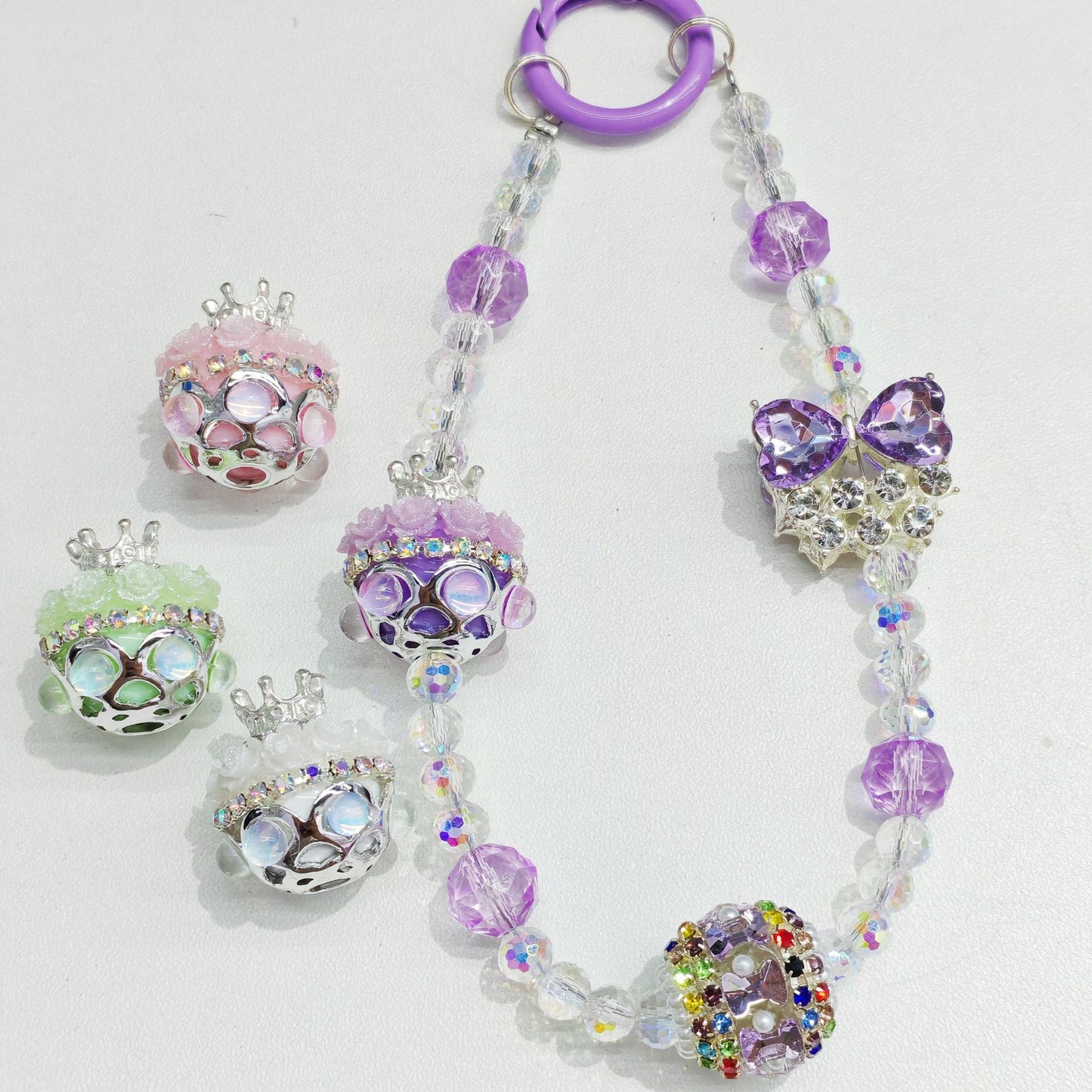 Pearl Small Flower Crown Diamond Ball Soft Clay Straight Hole Beads