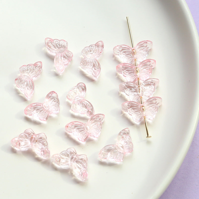 10 pcs Retro Butterfly Iridescent Glass Beads