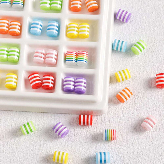 Color Striped Resin beadable beads
