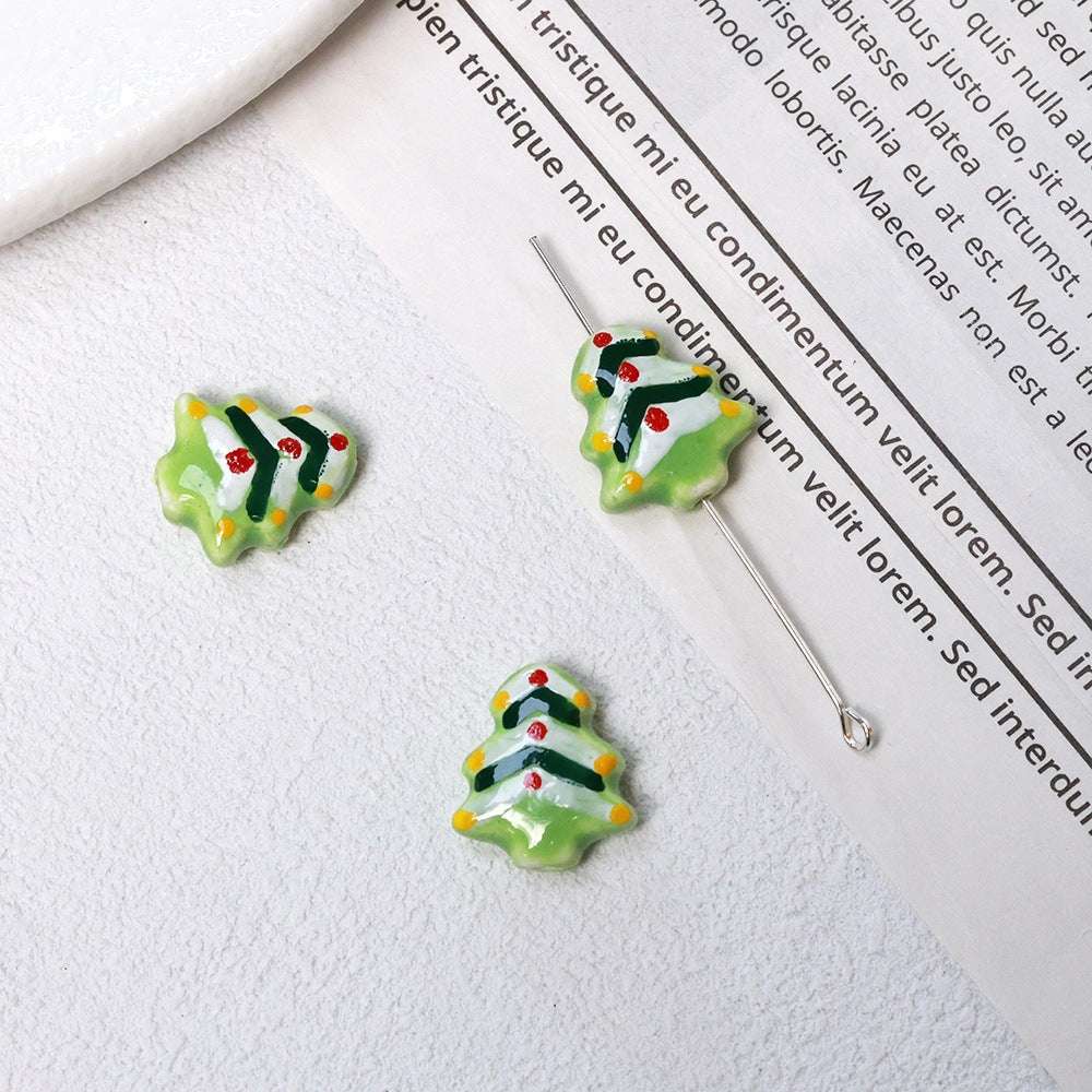 Summer Cute Hand-Painted Ceramic Beads Cartoon Christmas Tree