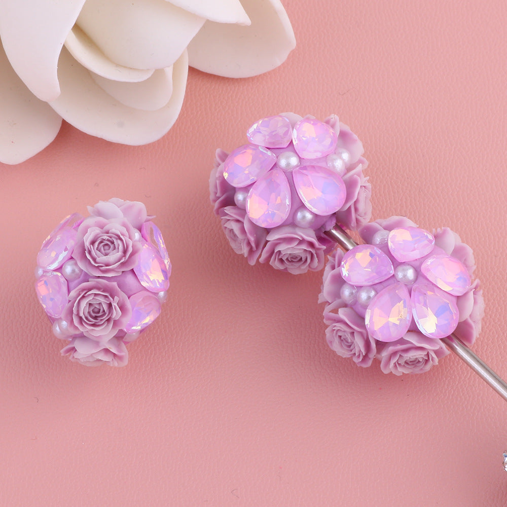 Rose Zircon Water Drop Five Petal Flower Diamond Ball
