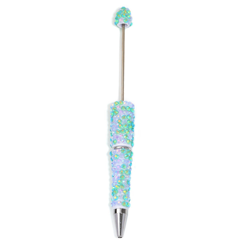 Full-diamond beadable plastic ballpoint pen