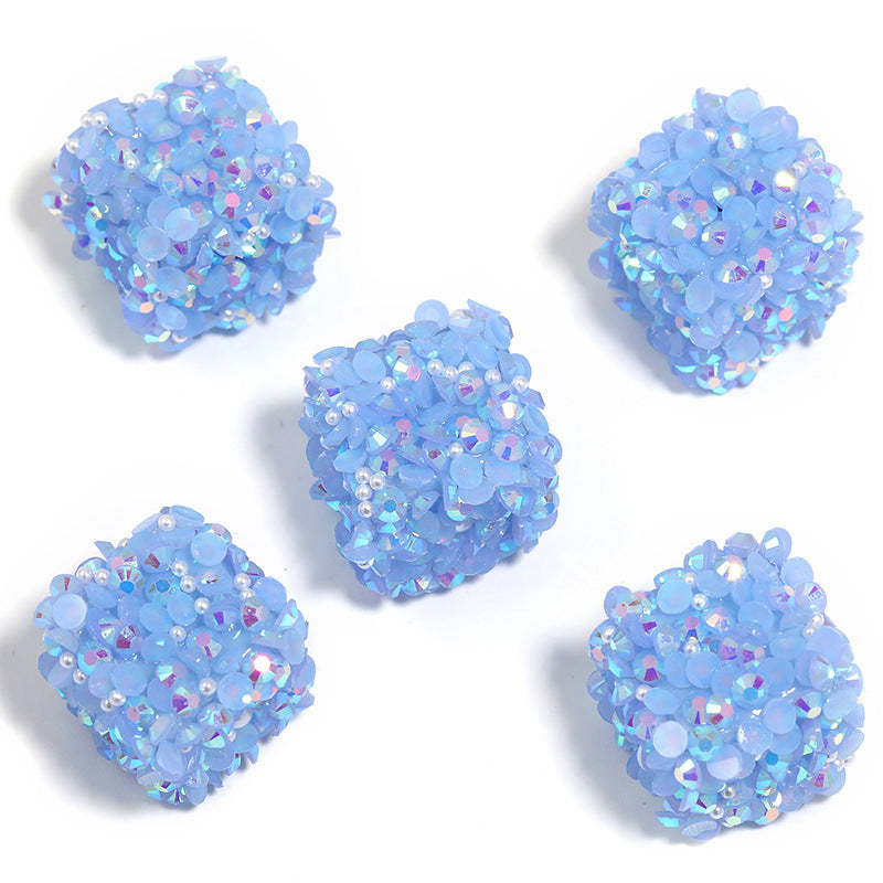 Colorful Resin Drill Soft Sugar Square Through-hole Beads