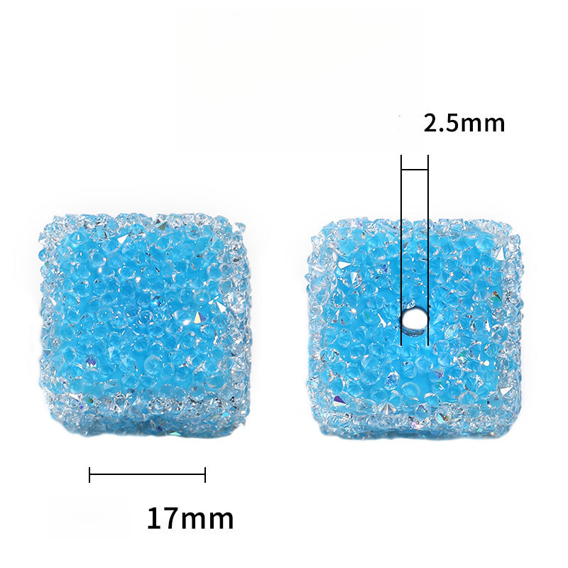 Candy Color Rhinestone Soft Sugar Square Beads