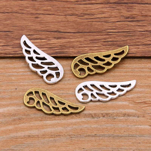 2 Colors 10*24mm DIY Alloy Jewelry Accessories Hollow Wing Pendant Animal Pendant Bracelet Accessories