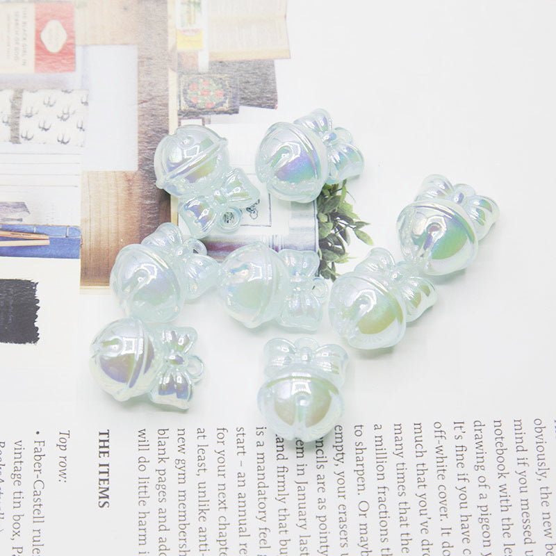Acrylic Cloud Pattern Bell with Hanging Hole and Color-plated Loose Beads diy Handmade Beaded Phone Chain Car Hanging Keychain Decoration
