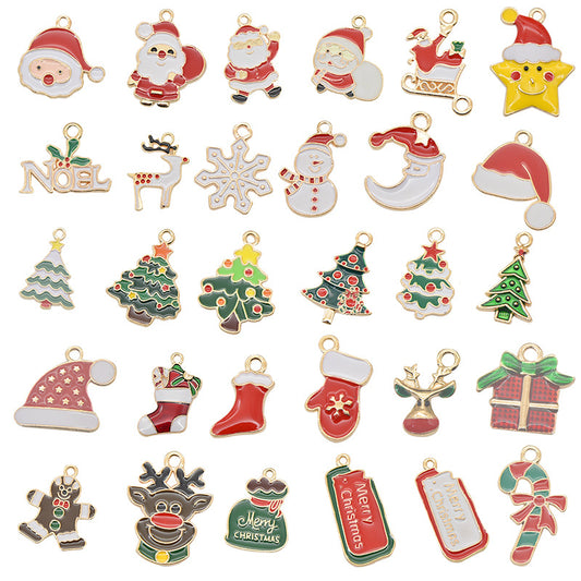 10 Pcs Christmas Series Alloy Hanging Ornaments