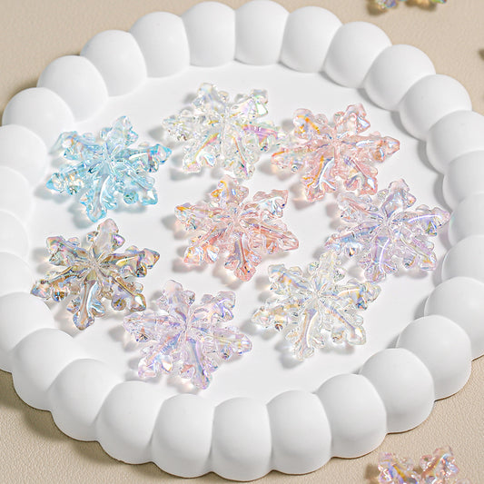 Transparent Through Hole Snowflake Handmade Mobile Phone Chain Keychain Hanging Ornaments Accessories Diy Material