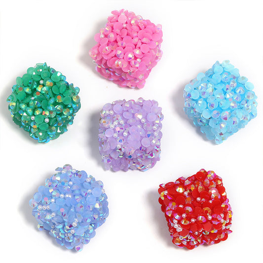 Colorful Resin Drill Soft Sugar Square Through-hole Beads
