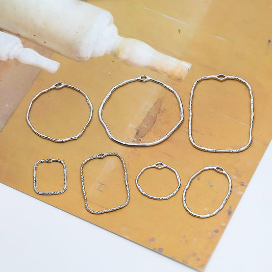 Alloy Irregular earrings Geometric Round Wrinkled Hollow Frame