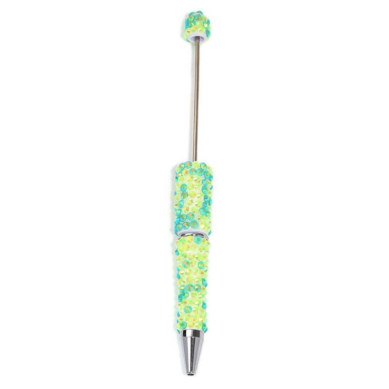 Full-diamond beadable plastic ballpoint pen