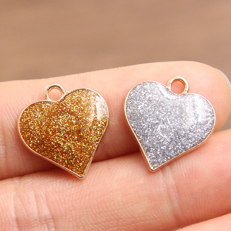 Golden Enamel Oil Drop Charm Heart Pentagram Moon Glitter Charms