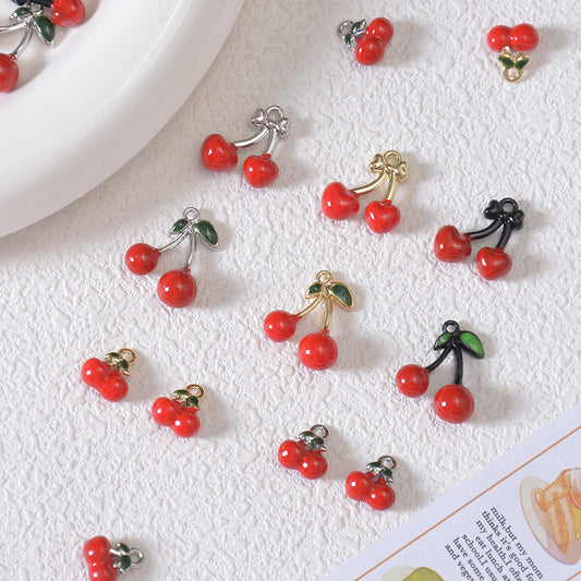 Cute Red Alloy Cherry Fruit Series Charm