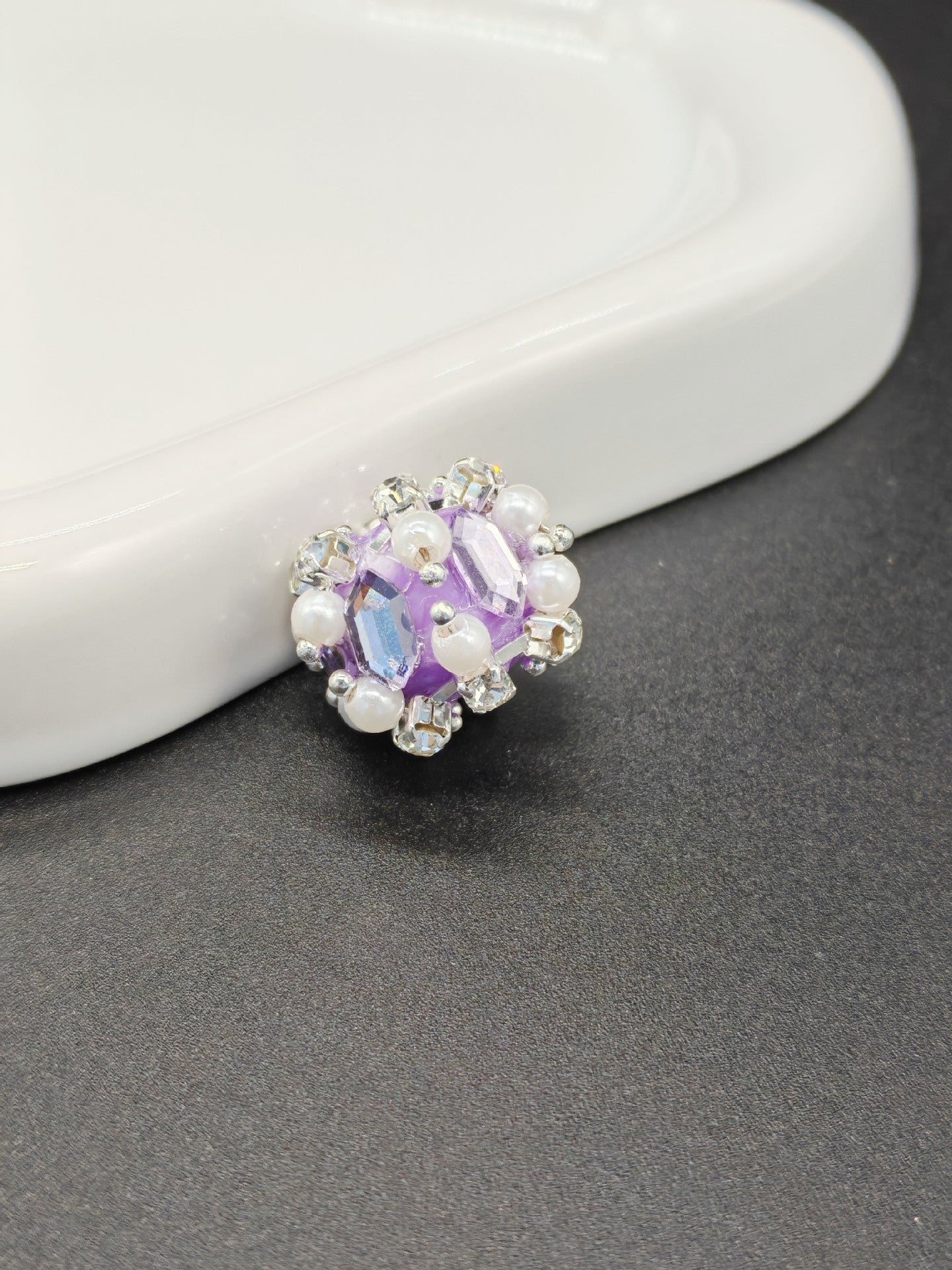 Pearl Zircon Heart Diamond Ball Straight Hole Bead