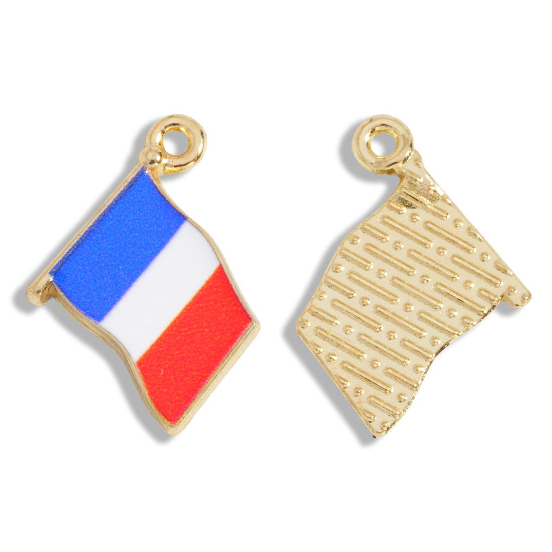 10 Pcs  Alloy World Flag Pendants，16*14mm