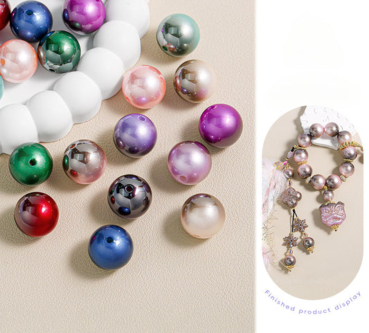 Mabei Two-Color through Hole round Beads Gradient Solid Color Plating round Beads